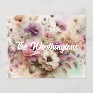 Texto de tipografía Hojas de otoño y flores acuare