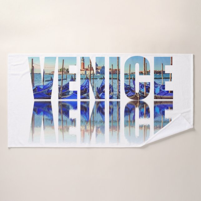 Texto de Venecia con reflexión (Toalla de baño)