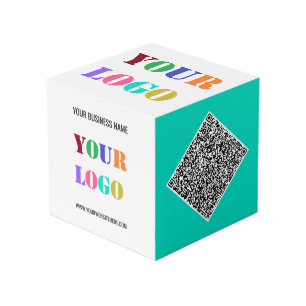 Texto del logotipo de la empresa Código QR Cubo de