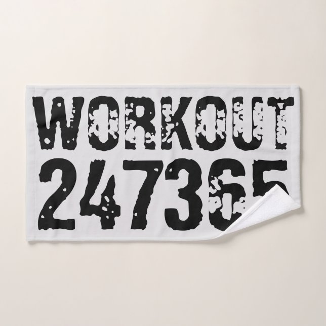 Texto desgastado y raspado Workout 247365 negro (Toalla de mano)