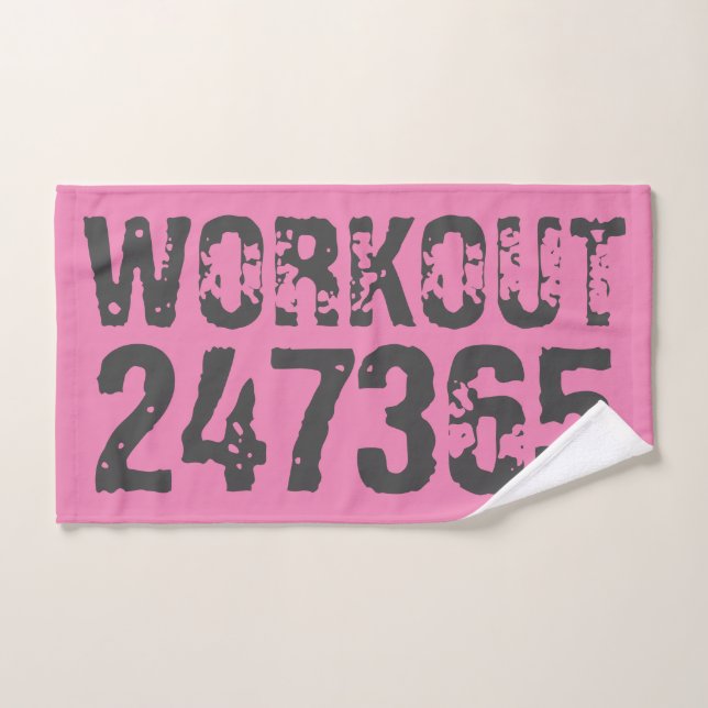 Texto desgastado y raspado Workout 247365 rosa (Toalla de mano)