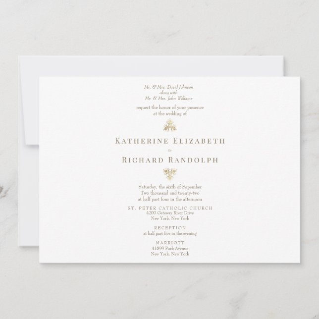 Texto Dorado Formal Tradicional 2 Lugar Horizontal (Anverso)