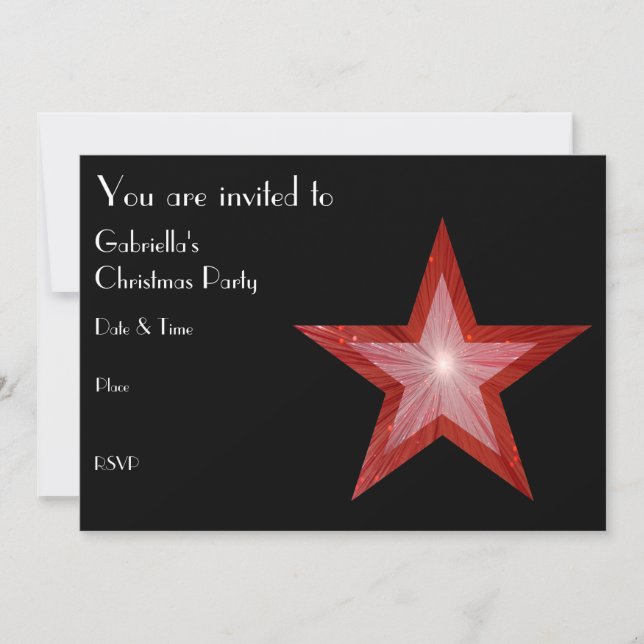 Texto frontal de la invitación de Estrella roja ne (Anverso)