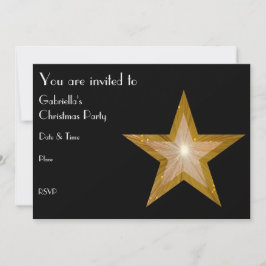 Texto frontal de la invitación Gold Star negro