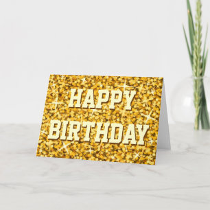 Texto frontal de la tarjeta "Gold" "Happy Birday" 