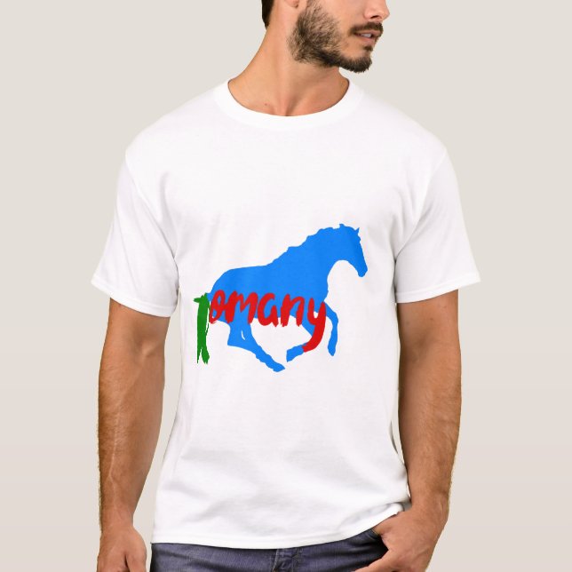 Texto gitano romaní y camiseta de caballo (Anverso)