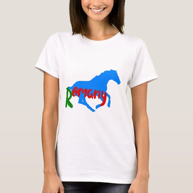 Texto gitano romaní y camiseta de caballo (Anverso)