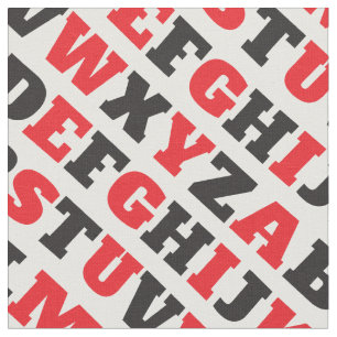 texto gráfico ABC visual negro rojo blanco tela