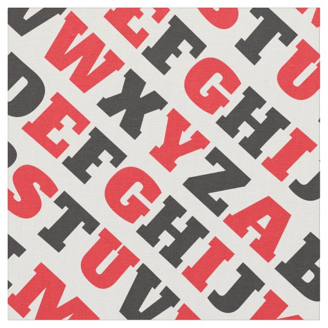 texto gráfico ABC visual negro rojo blanco tela (De cerca)