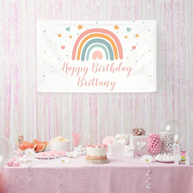 Texto moderno personalizado de pancarta arcoiris (Fiesta)