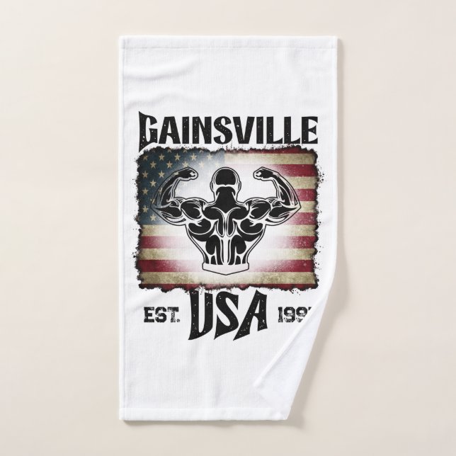 Texto oscuro Gainsville Bandera de Estados Unidos  (Toalla de mano)