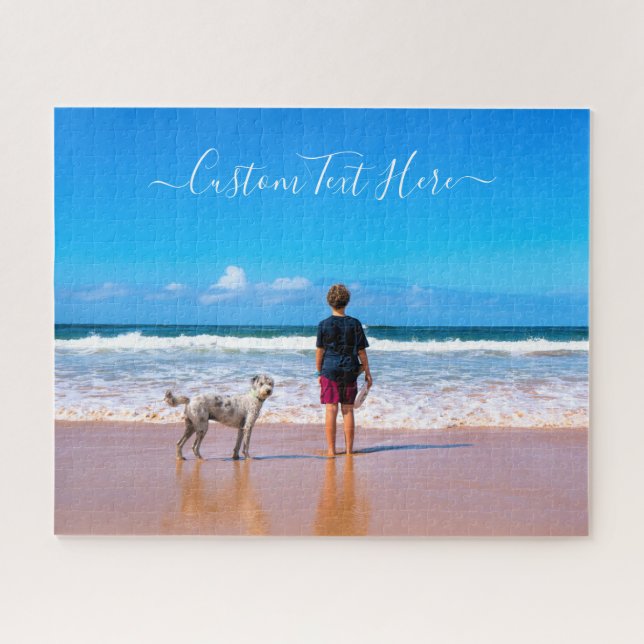 Texto personalizado de rompecabezas de fotos de su (Horizontal)