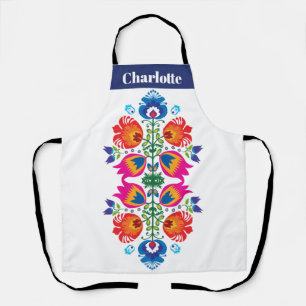 texto Personalizado delantal folclórico rosa y na