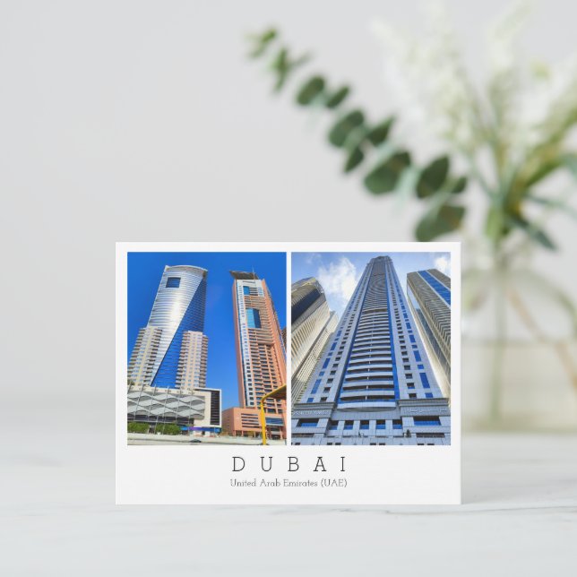 Texto personalizado, Dubai, postal de los Emiratos (Anverso de pie)