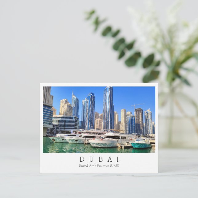 Texto personalizado, Dubai, postal de los Emiratos (Anverso de pie)