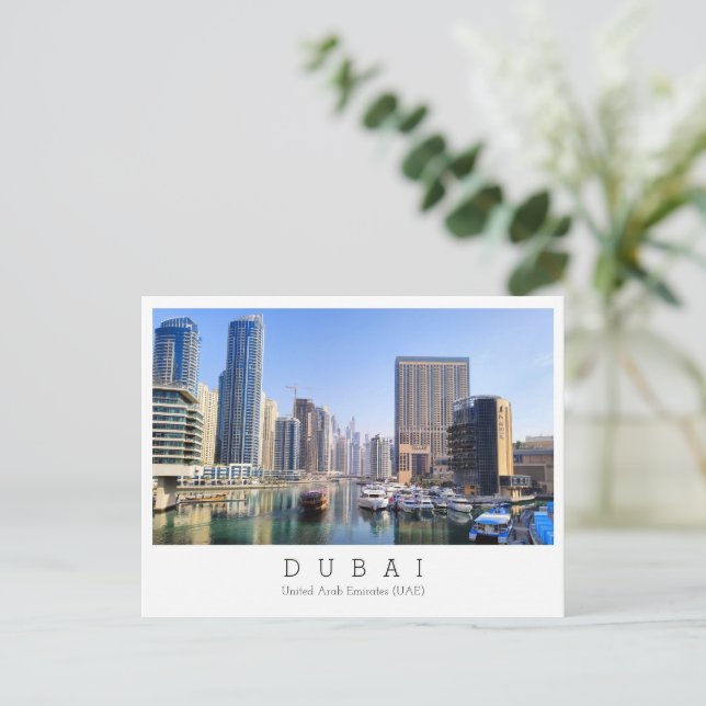 Texto personalizado, Dubai, postal de los Emiratos (Anverso de pie)