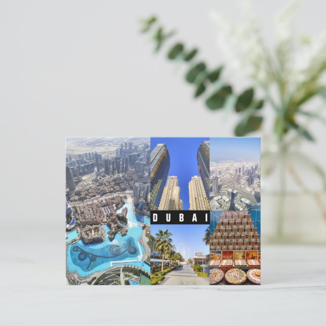Texto personalizado, Dubai, postal de los Emiratos (Anverso de pie)