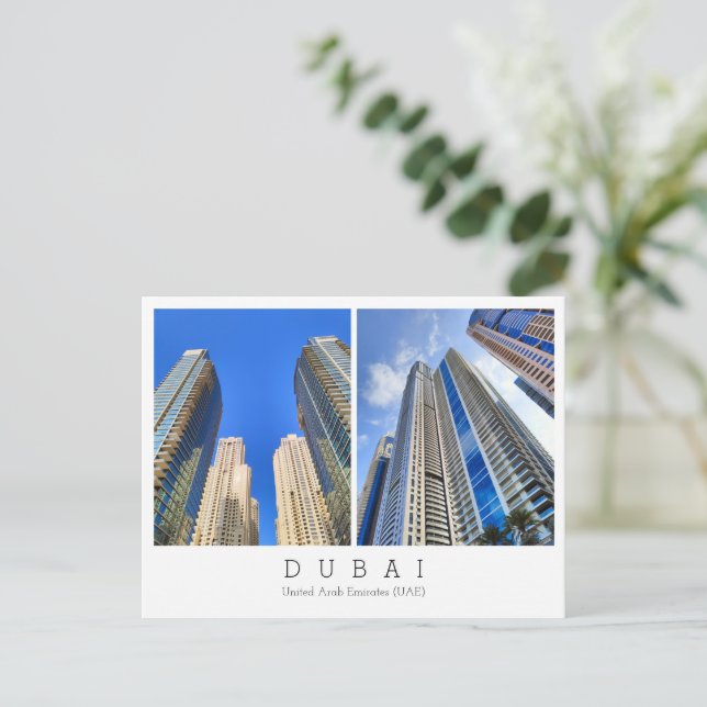 Texto personalizado, Dubai, postal de los Emiratos (Anverso de pie)