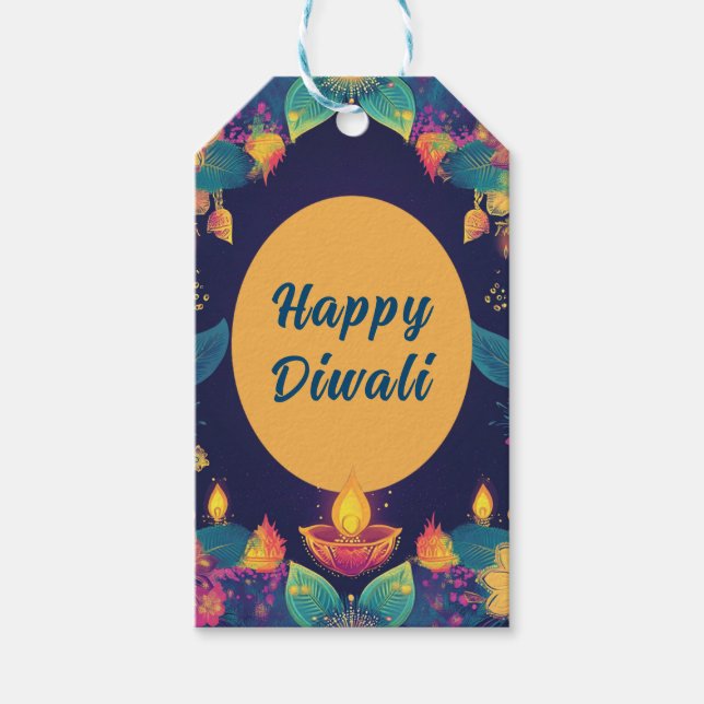 texto personalizado, etiqueta de brillantez Diwali (Anverso)