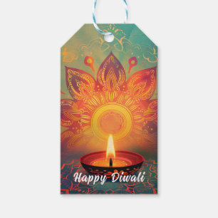 texto personalizado, etiqueta de brillo Diwali