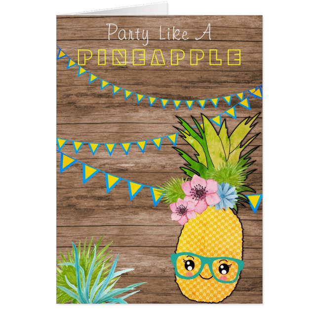Texto personalizado / Fiesta ruso Pineapple Kawaii (Frente)