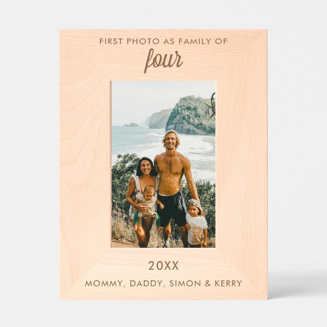 Texto personalizado grabado en primera foto de fam (Personalized Text Engraved First Family Photo)
