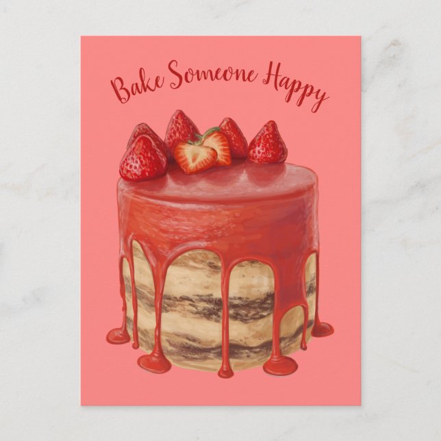 texto personalizado Ilustracion de tarta postal (Anverso)