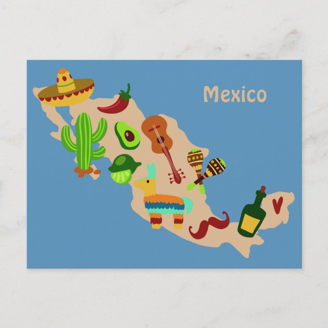 texto personalizado MÉXICO mapa cultural postal (Anverso)