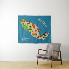 texto personalizado MÉXICO tapiz de mapas cultural