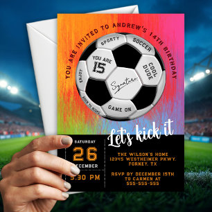 Texto personalizado naranja en Invitación de cumpl