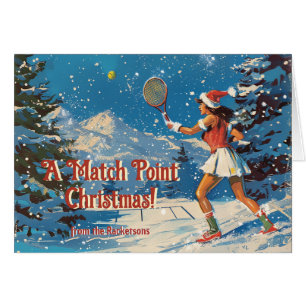 🎾 🎄 texto Personalizado, retro Tennis Snowy Serv