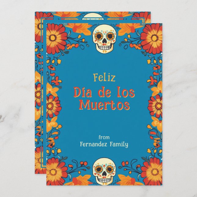 💀 texto Personalizado tarjeta de saludo Blue Eter (Anverso / Reverso)