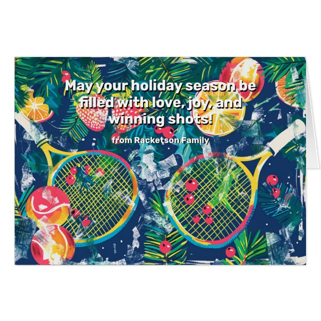 🎾 🎄 texto Personalizado, Tennis Festive Tennis F (Anverso (Horizontal))