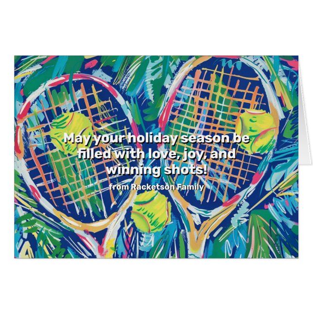 🎾 texto 🎄 Personalizado, Tennis Holiday Tennis C (Anverso (Horizontal))