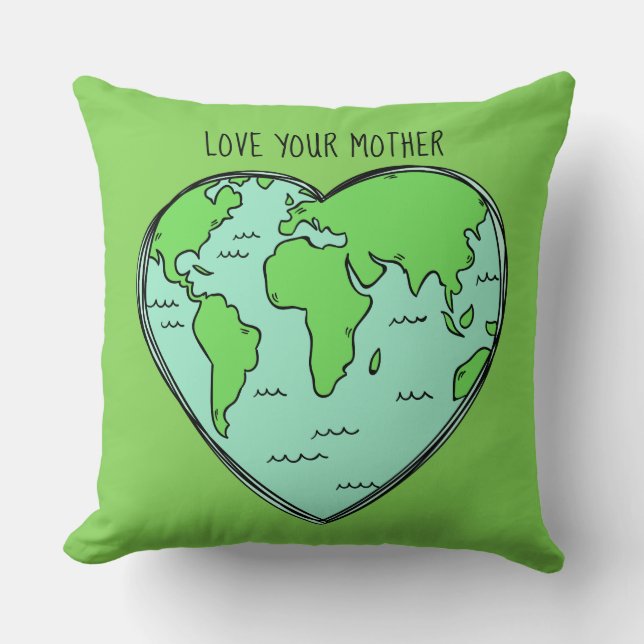 Texto personalizado y color Tierra Amor almohadas  (Anverso)