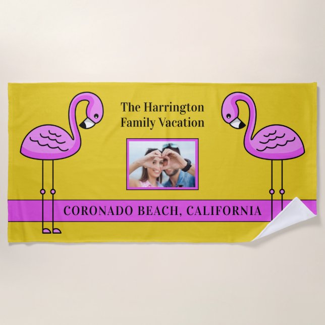 Texto personalizado y foto Toalla de playa Flaming (Anverso)