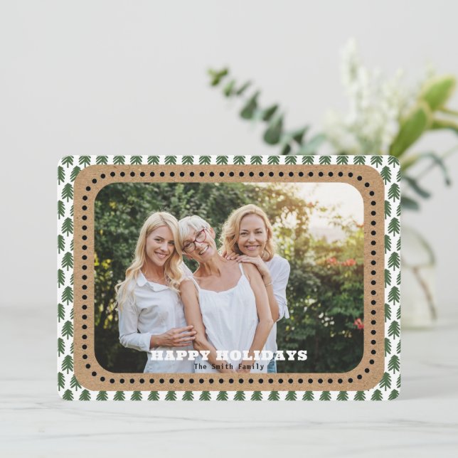 Texto posterior del árbol de Navidad verde y blanc (Anverso de pie)