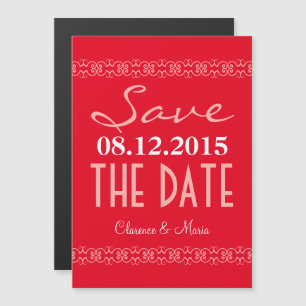 Texto Rojo Guardar La Fecha Invitaciones De Boda M