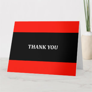 Texto rojo, negro y blanco Gracias tarjeta de feli
