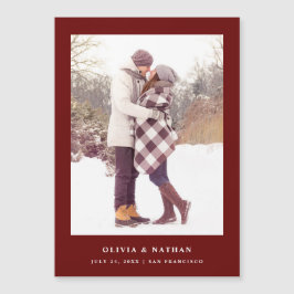 Texto rojo oscuro y foto | Magnético Guardar fecha