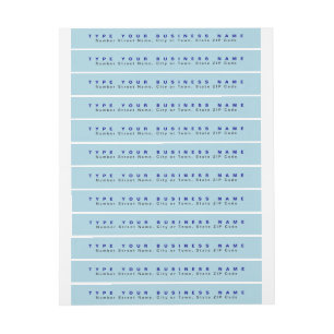 Texto sencillo azul claro Dirección de devolución