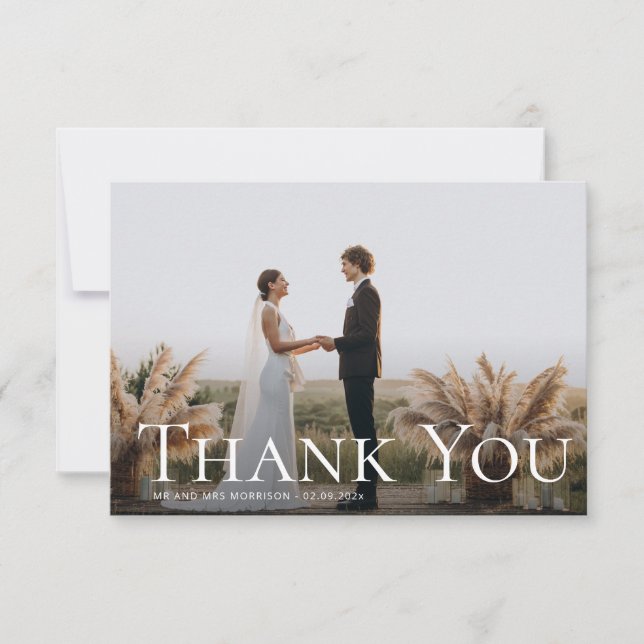 texto simple gracias tarjeta de foto boda (Anverso)