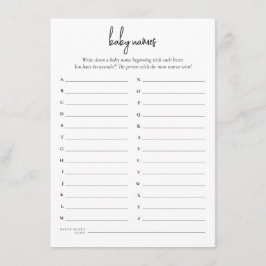 Texto simple Nombres de bebé Tarjeta de juego de d