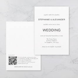 Texto simple Sólo código QR Invitación Boda blanco