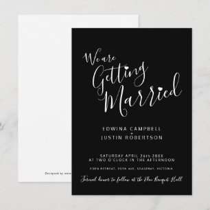 Texto simple y corazón invitaciones a la boda blan