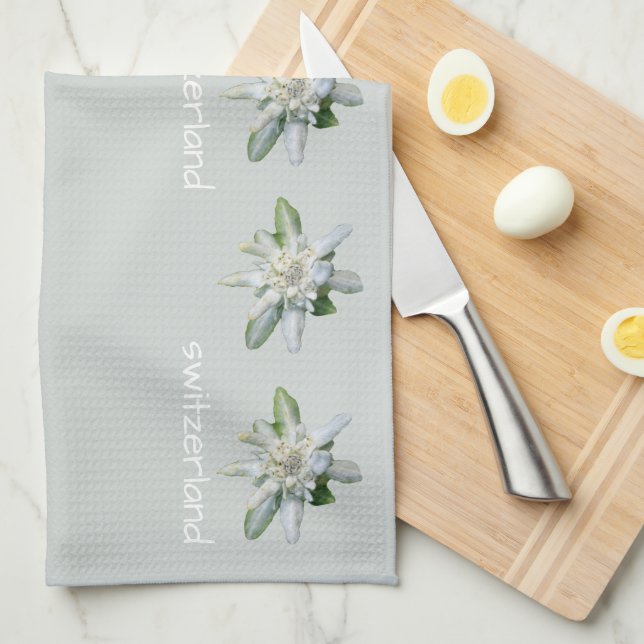 Texto suizo Edelweiss Toallas de cocina (Doblado Cuarto)