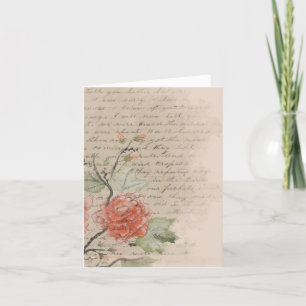 Texto vintage y Rosas Diseño Notecard