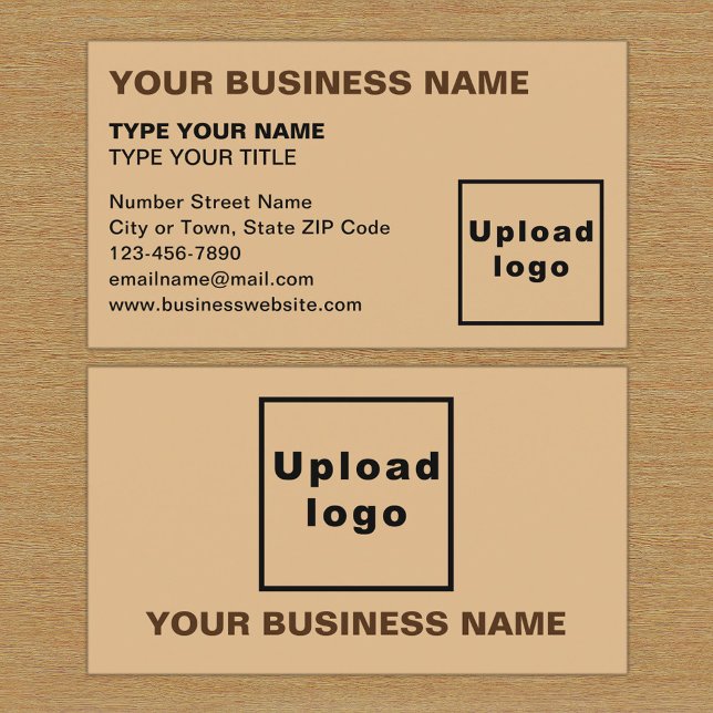 Textos alineados a la izquierda Tarjeta de present (The front and back of the light brown business card)