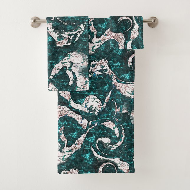 Textos de manchas blancas mezcladas en aguamarina  (In situ)