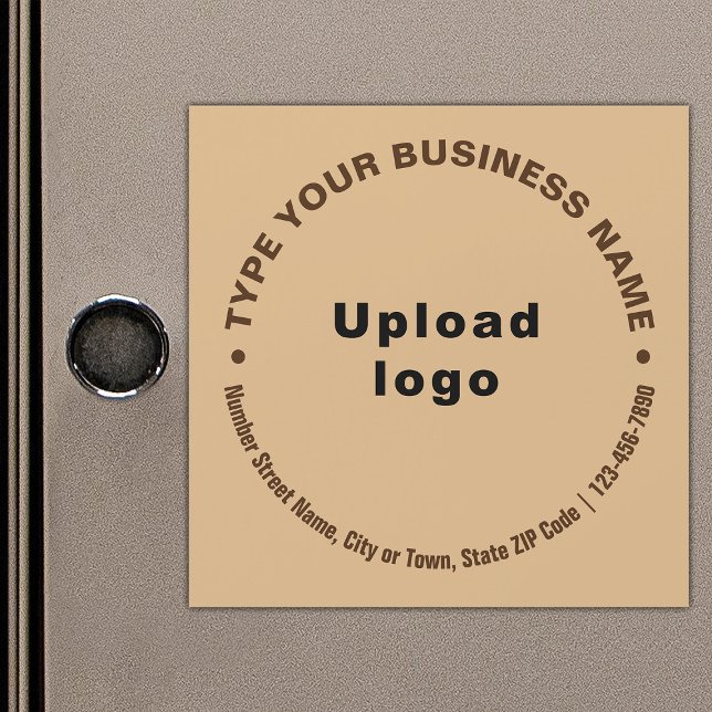 Textos Empresariales Circulares, Tarjeta Magnética (Build brand name awareness. Circular pattern texts of business brand on light brown magnetic card.)